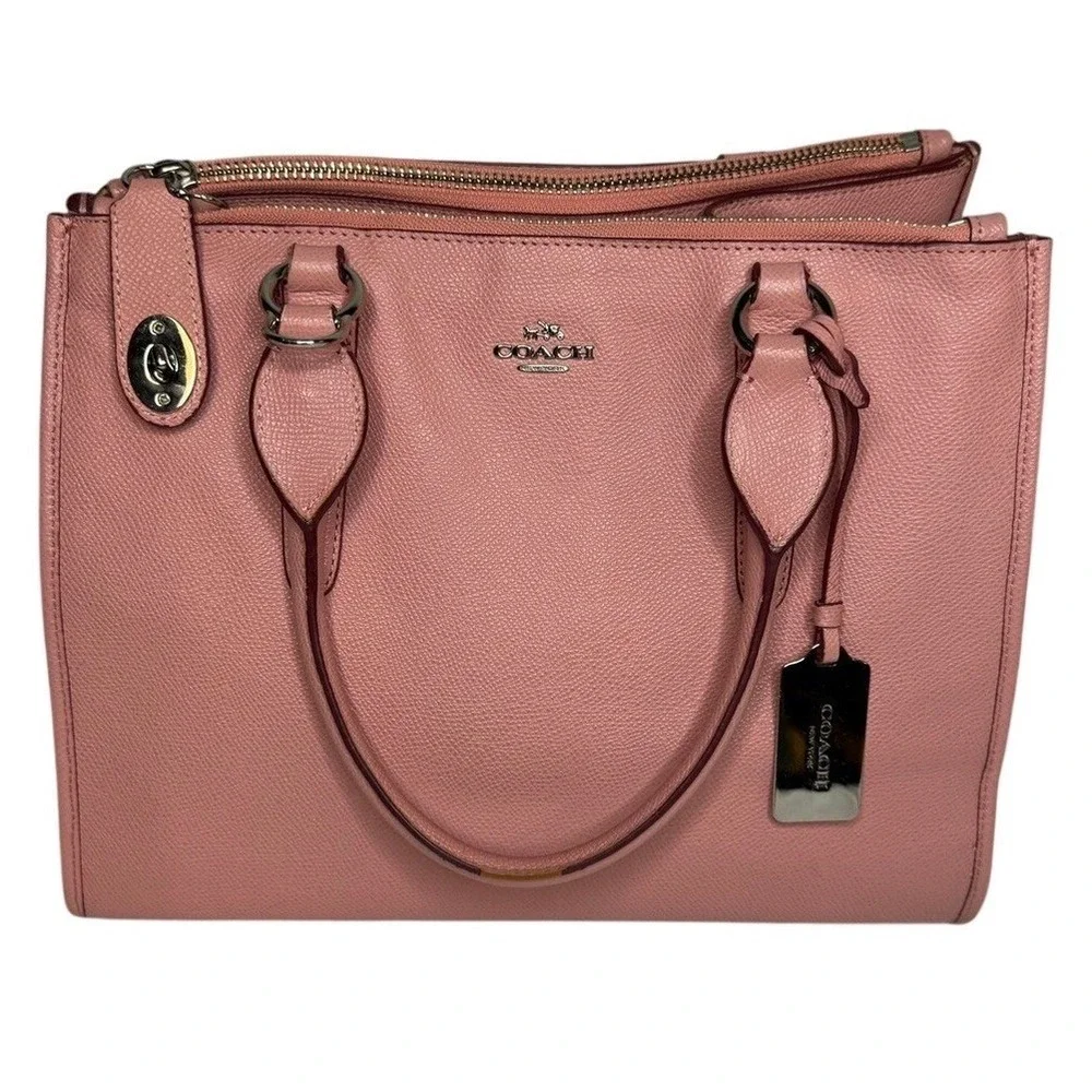 Coach Crosby Carryall Pink Crossgrain Leather Satchel Bag F33995